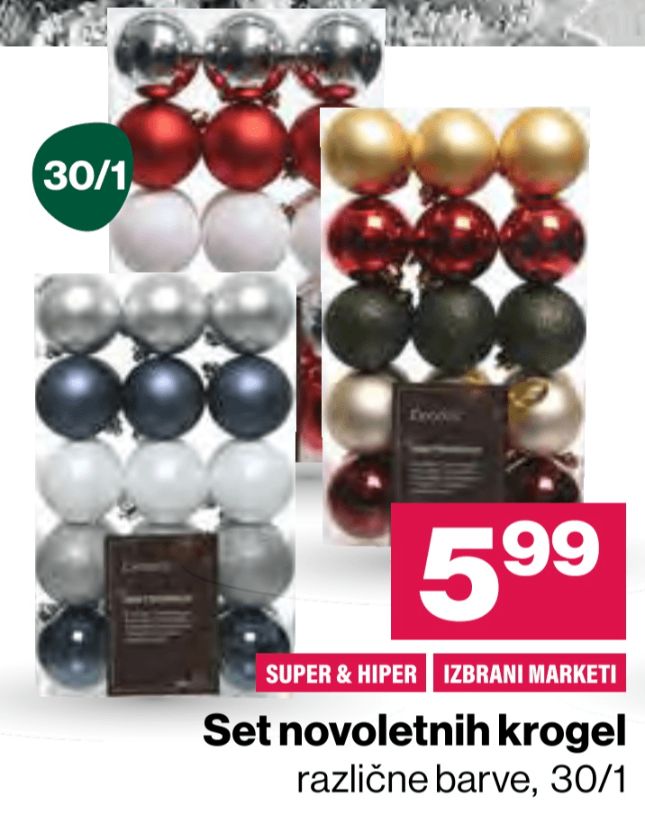 Set steklenih krogel 20/1 - Akcija v trgovini Mercator