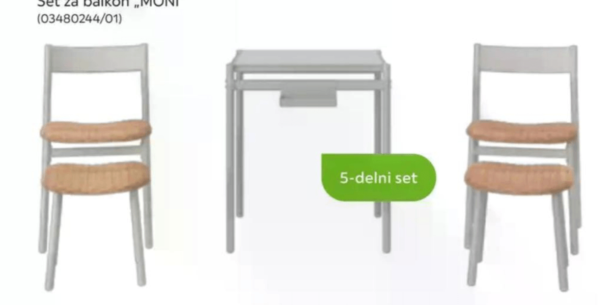 Set za balkon „MONI" 5-delni set - Akcija v trgovini Mömax