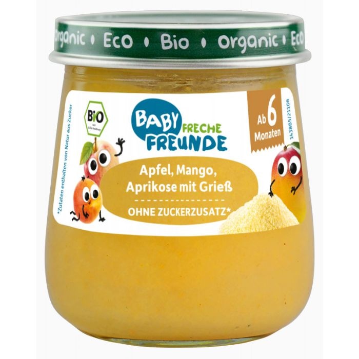 Freche Freunde otroška kašica Apfel, Mango, Aprikose mit Grieß 120 g - Akcija v trgovini Mueller