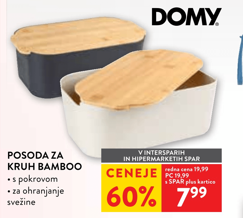 Posoda za kruh Bamboo DOMY - Akcija v trgovini Spar