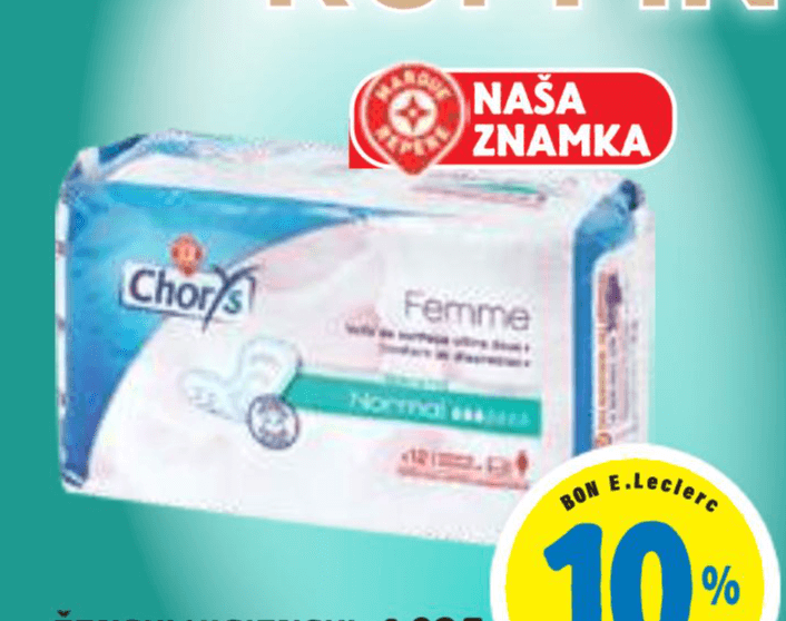 Ženski higienski vložki Chory's 12/1 - Akcija v trgovini E.Leclerc