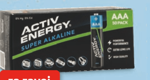 Baterije v velikem pakiranju 50 kosov ACTIV ENERGY - Akcija v trgovini Hofer