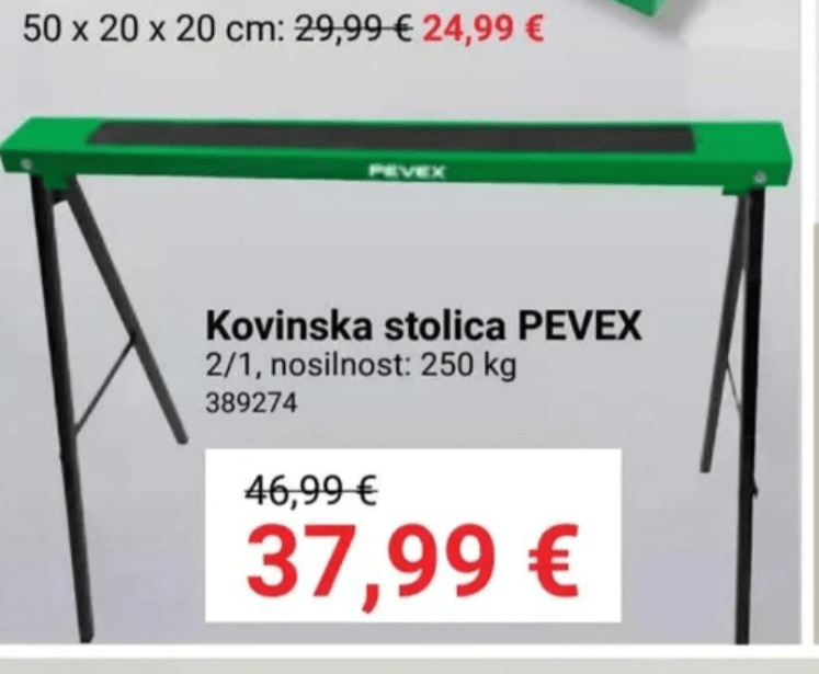 Kovinska stolica PEVEX - Akcija v trgovini Pevex