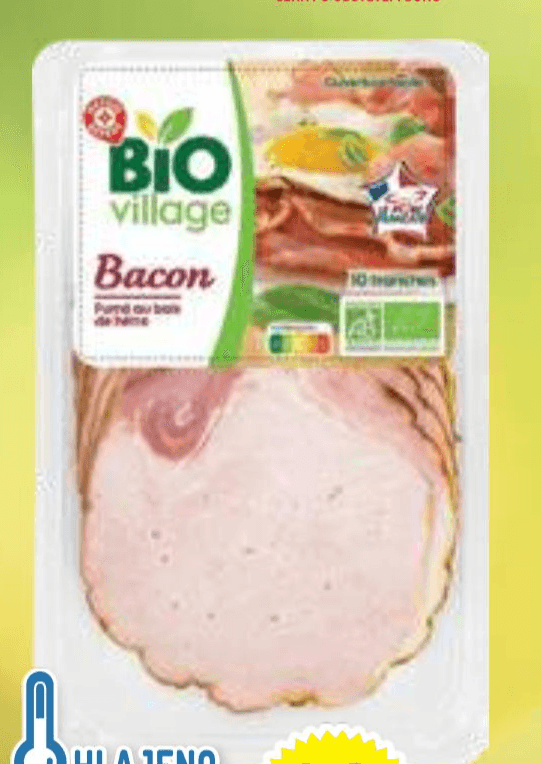 PREKAJENA SLANINA BIO 100 g Bio village - Akcija v trgovini E.Leclerc