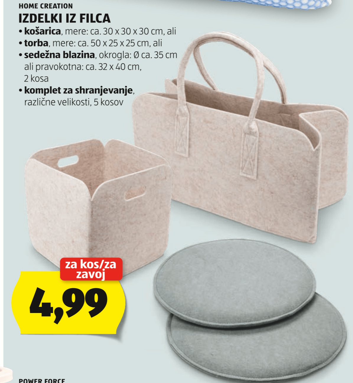 Izdelki iz filca Home Creation - Akcija v trgovini Hofer