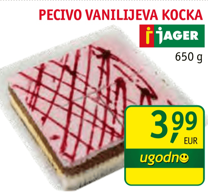 Pecivo vanilijeva kocka 650 g Jager - Akcija v trgovini Jager