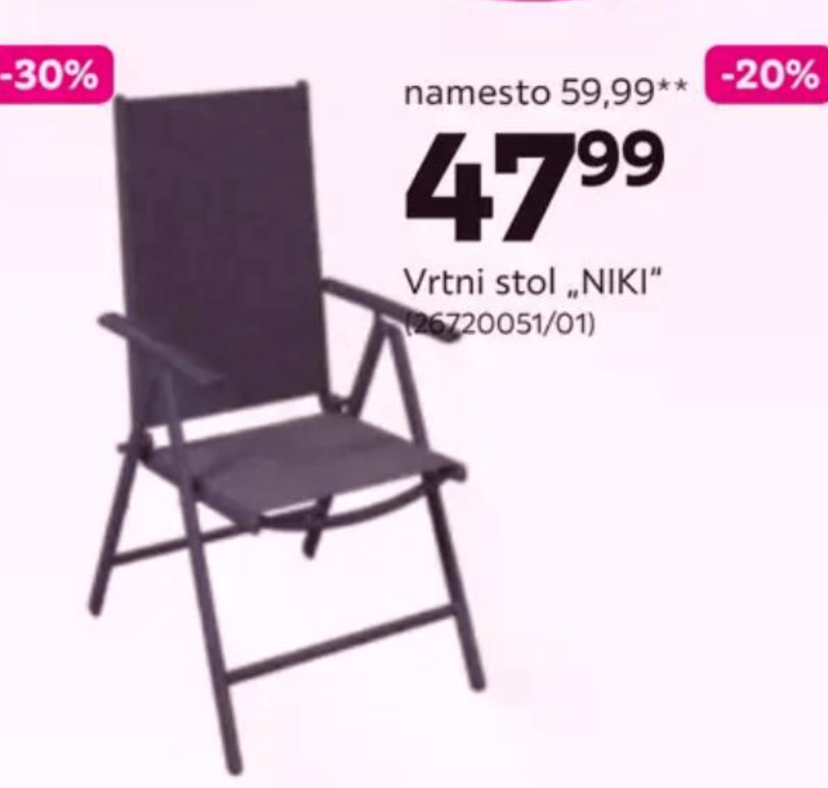 Vrtni stol „NIKI" - Akcija v trgovini Mömax