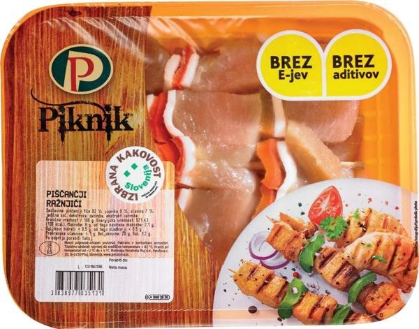 Piščančji ražnjiči 480 g Perutnina Ptuj - Akcija v trgovini Tuš