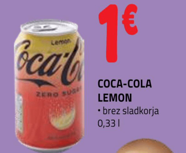 COCA-COLA LEMON 0,33 l - Akcija v trgovini E.Leclerc