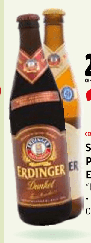 SVETLO ali TEMNO PŠENIČNO PIVO ERDINGER 0,5 l - Akcija v trgovini E.Leclerc