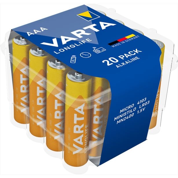 VARTA LONG LIFE alkalne baterije 20 BATERIJ - Akcija v trgovini Merkur