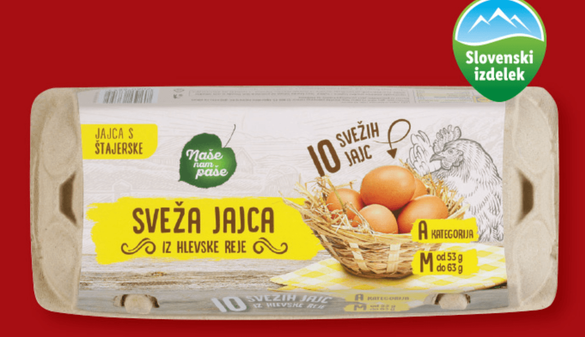 NAŠE NAM PAŠE Sveža jajca iz hlevske reje 10 kosov - Akcija v trgovini Lidl