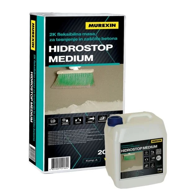 Vodotesna masa Hidrostop Medium A + B 20+8 kg Murexin - Akcija v trgovini Jager