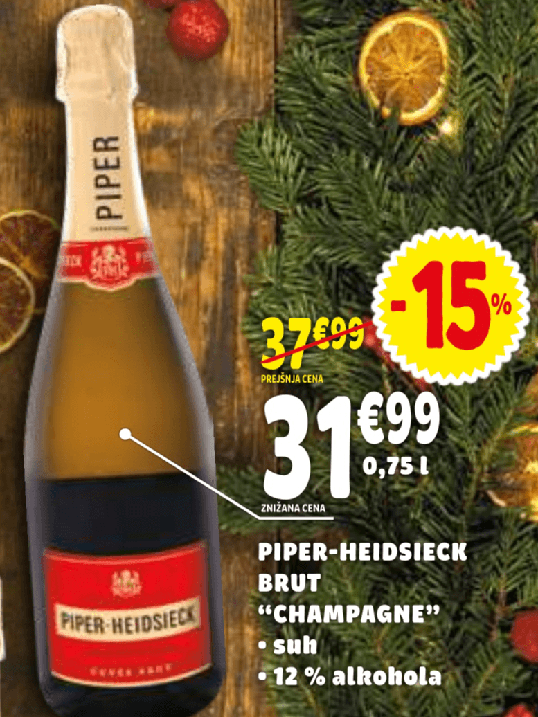 Piper-Heidsieck Brut Champagne 0,75 L - Akcija v trgovini E.Leclerc