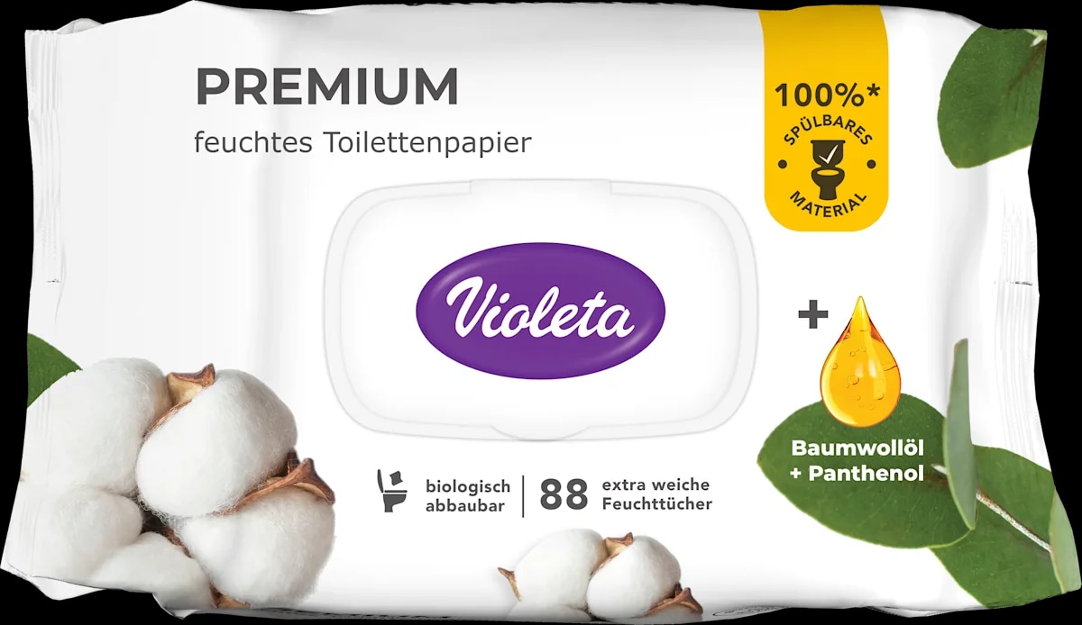 Vlažen toaletni papir Violeta 100/1 - Akcija v trgovini E.Leclerc