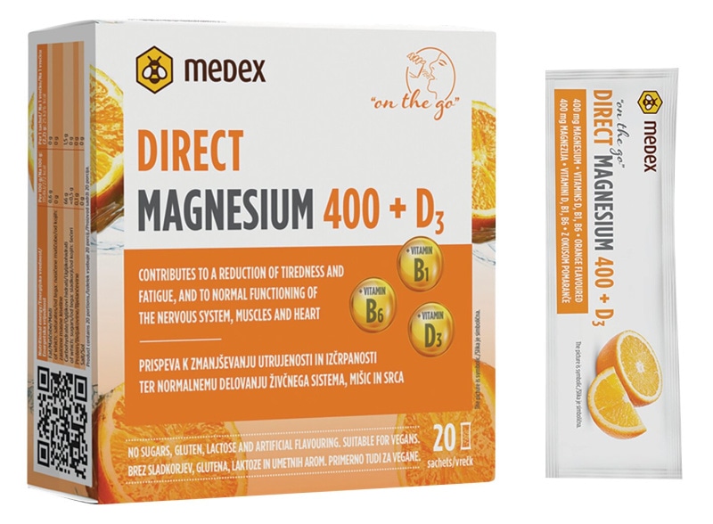 Medex Magnesium 300 + D3 ali Direct Magnesium 400 + D3 - Akcija v trgovini Tuš