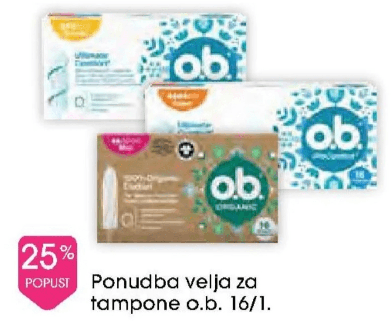 o.b. tampone 16/1 - Akcija v trgovini Tuš