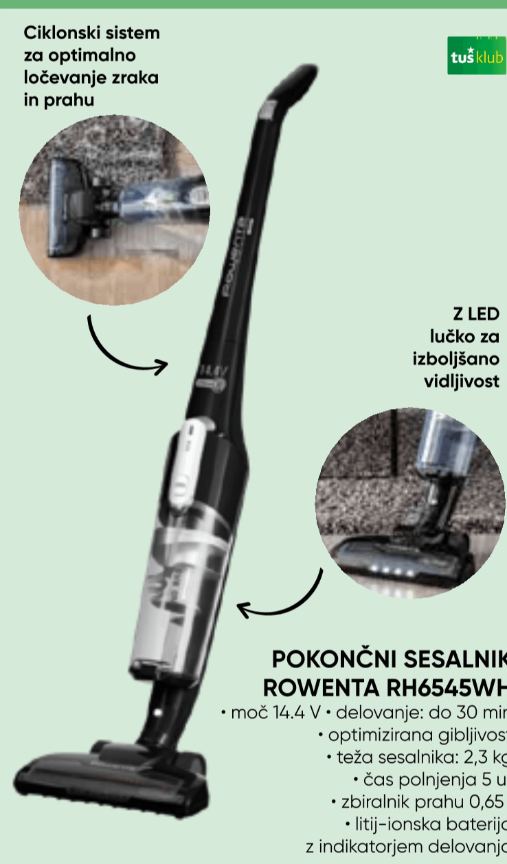 Pokončni sesalnik Rowenta RH6545WH - Akcija u trgovini Tuš