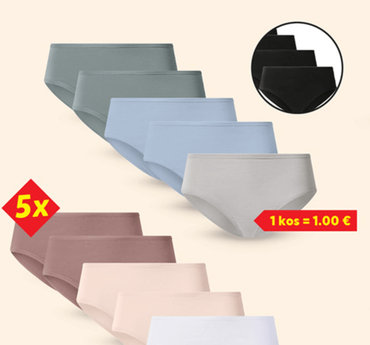 Esmara Ženske hipster spodnjice 5 kosov - Akcija v trgovini Lidl