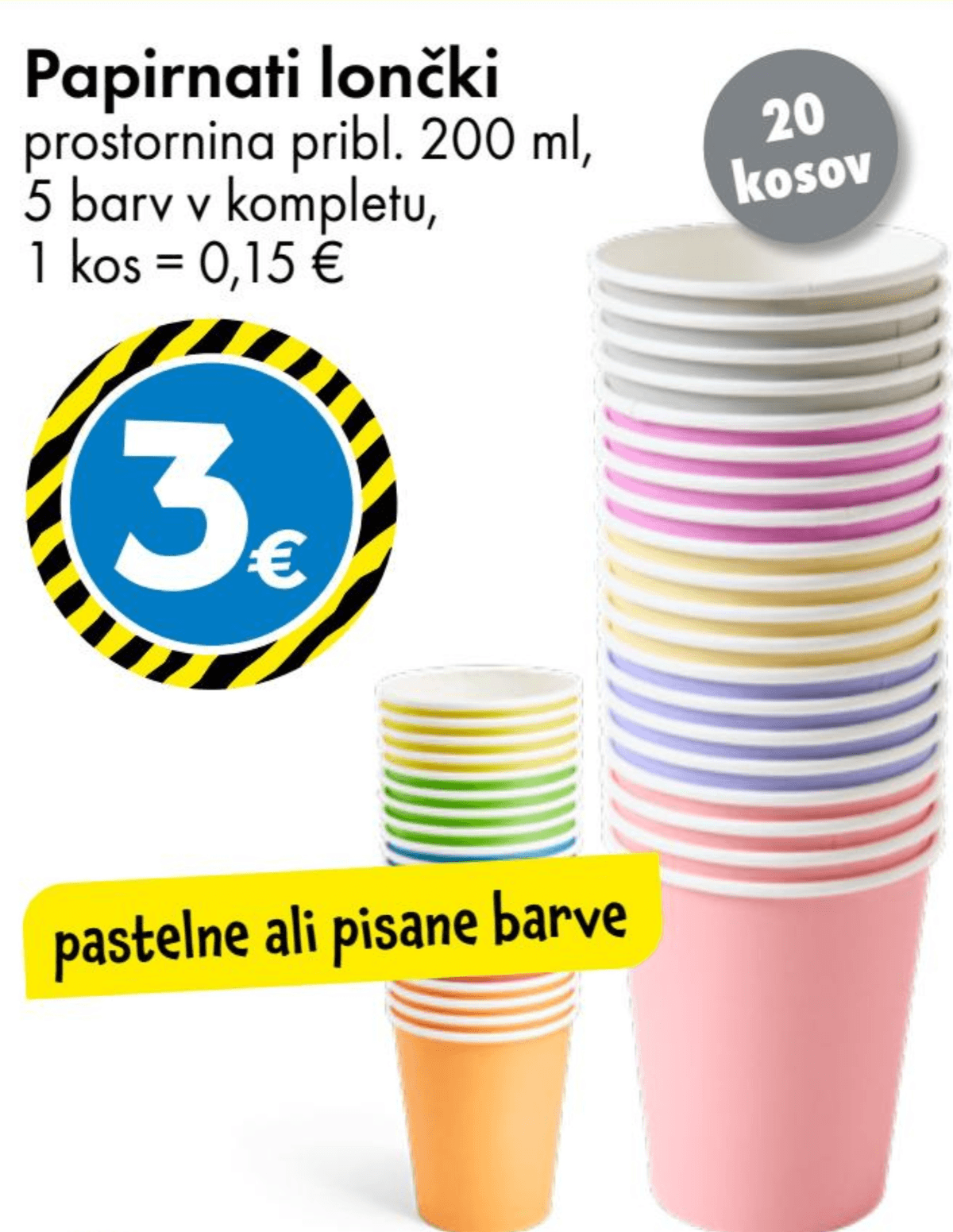 Papirnati lončki 20 kosov - Akcija v trgovini Tedi