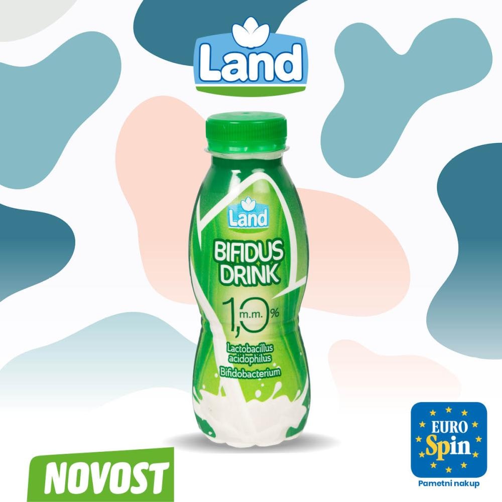 Fermentirani mlečni izdelek Bifidus z 1% m. m. 330 g Land - Akcija v trgovini Eurospin