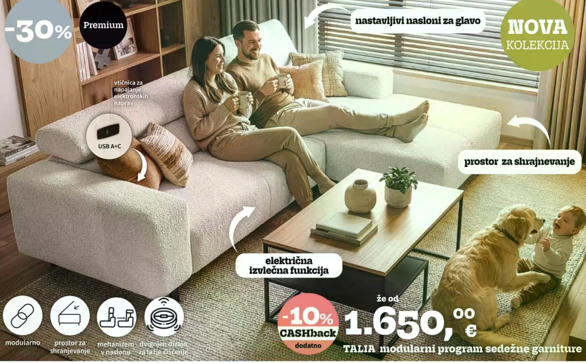 Talia modularni program sedežne garniture - Akcija v trgovini Prima