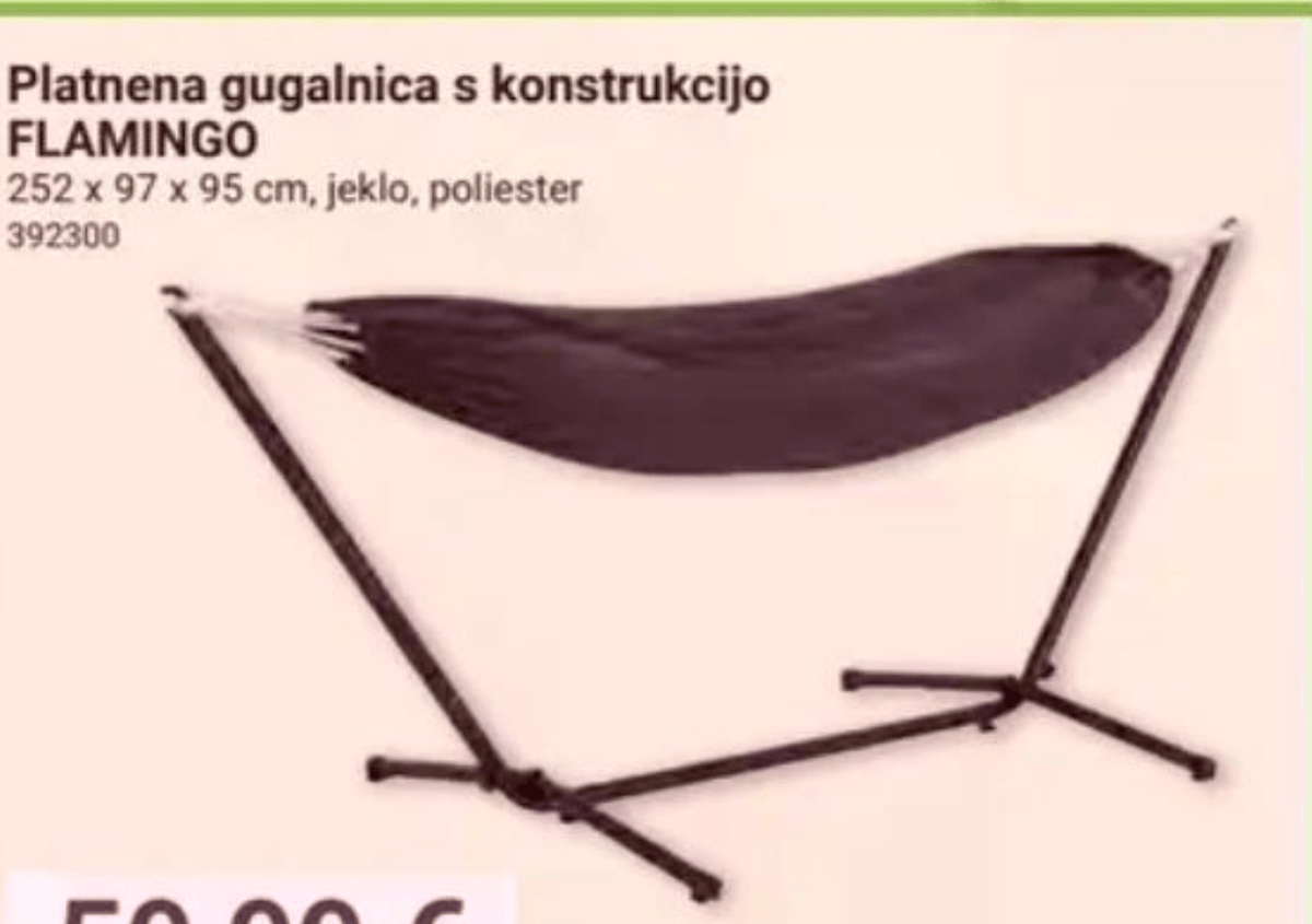 Platnena gugalnica s konstrukcijo FLAMINGO - Akcija v trgovini Pevex