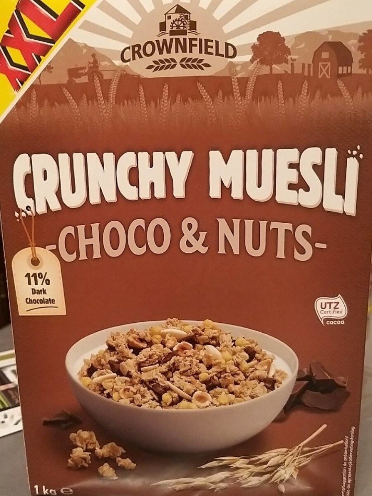 Crownfield Crunchy Choco & Nuts Muesli XXL 1 kg - Akcija u trgovini Lidl