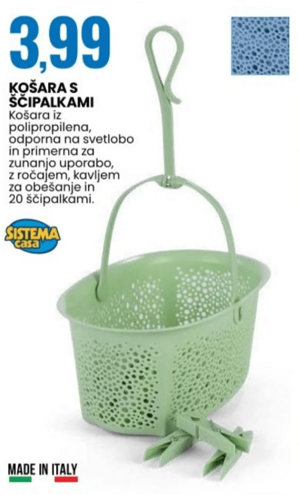 Košara s ščipalkami Sistema Casa - Akcija v trgovini Eurospin