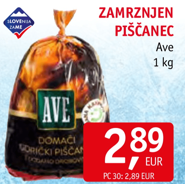 Zamrznjen piščanec Ave 1 kg - Akcija v trgovini Jager