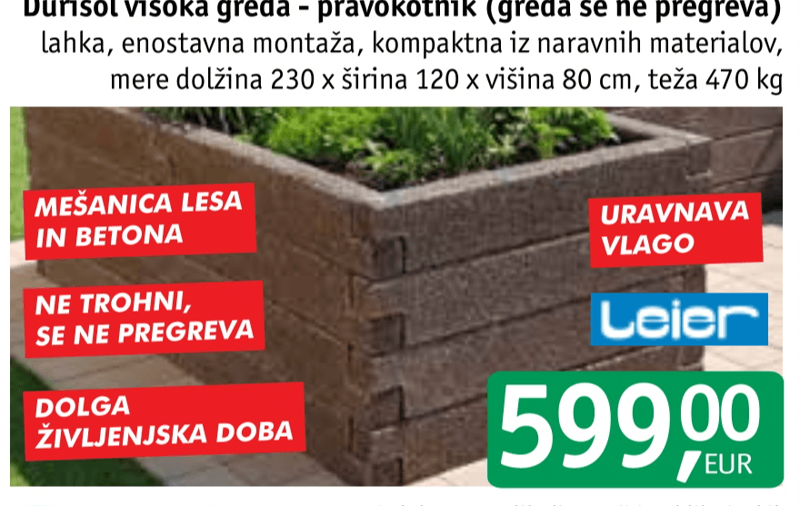 Durisol visoka greda pravokotnik - Akcija v trgovini Jager