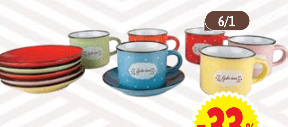 Set skodelic s podstavkom 6/1 6/1 - Akcija v trgovini E.Leclerc