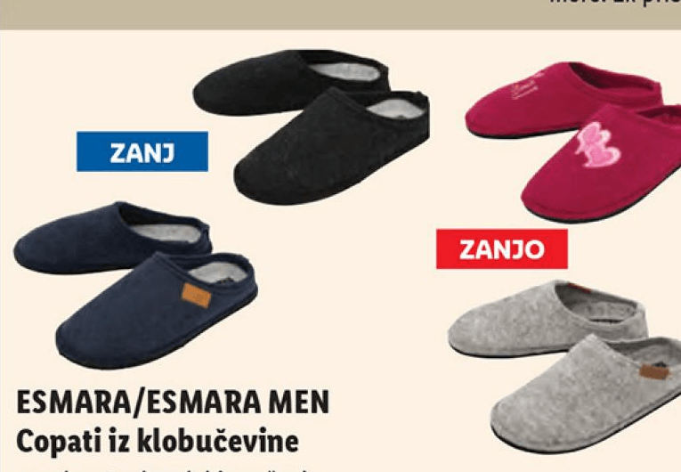 Esmara/Esmara Men copati iz klobučevine par Akcija v trgovini Lidl