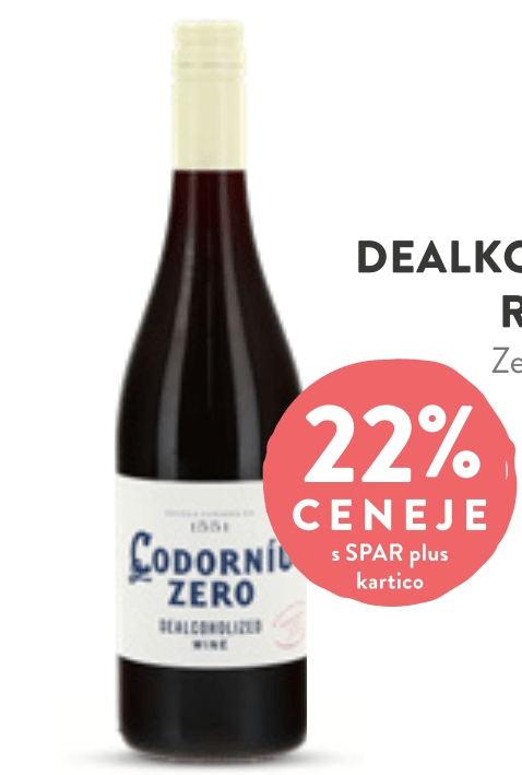 Dealoholizirano Rdeče vino 0,75 l Codorniu Zero - Akcija v trgovini Spar