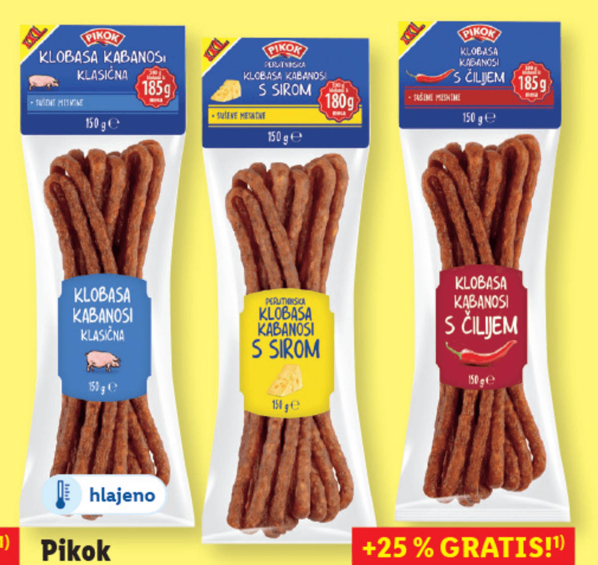 Pikok Klobasa Kabanosi 150 g - Akcija v trgovini Lidl