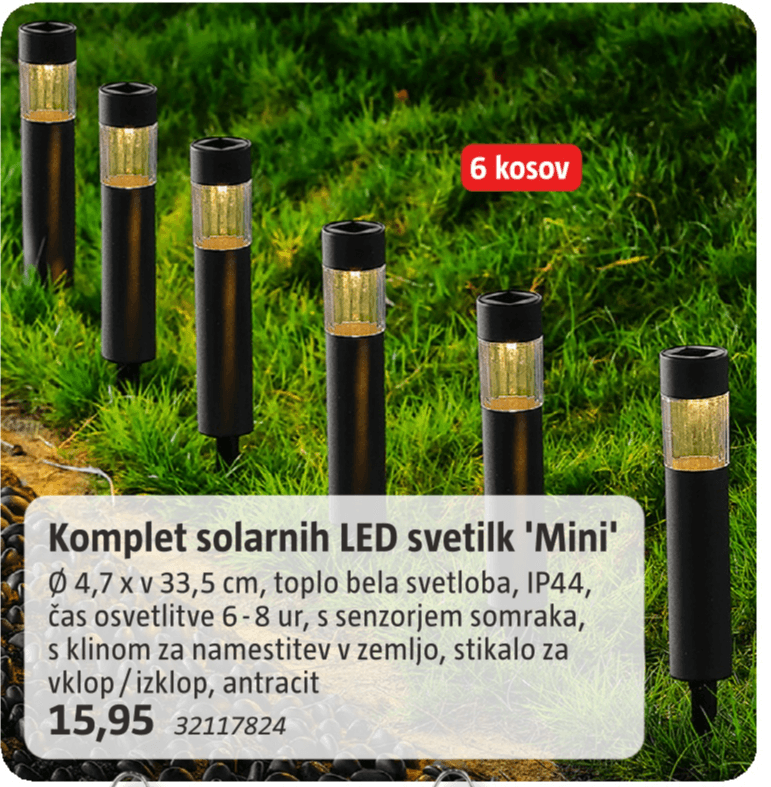 Komplet solarnih LED svetilk 'Mini' 6 kosov - Akcija v trgovini Bauhaus