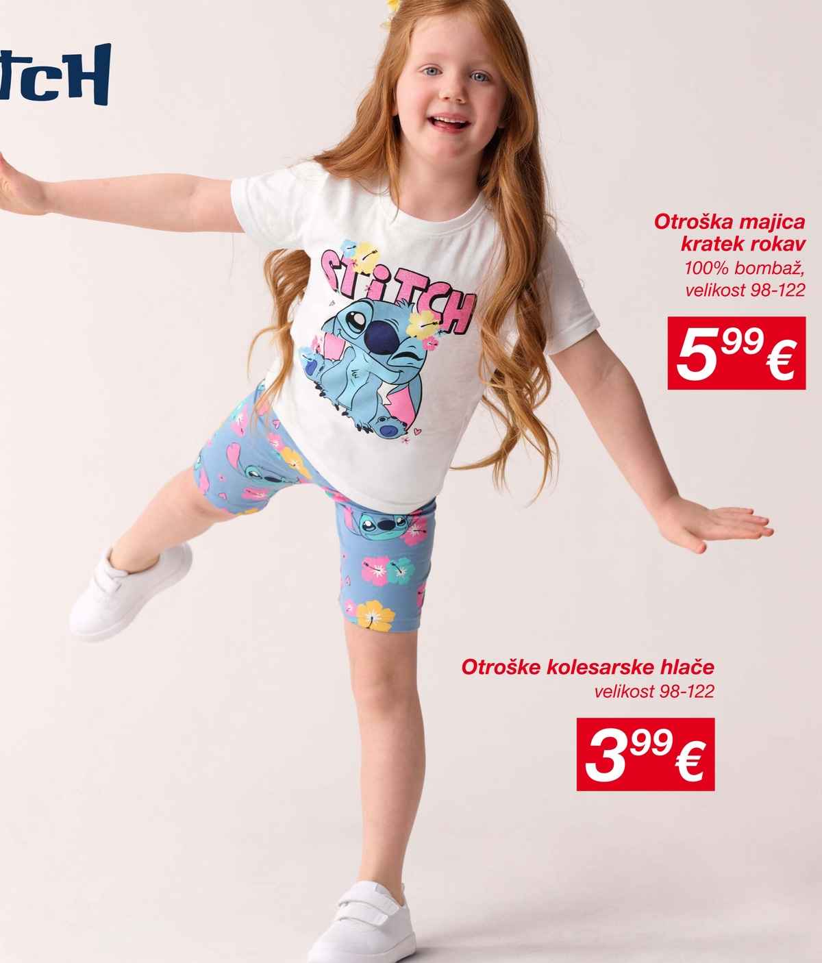 Otroške kolesarske hlače Disney Stitch - Akcija v trgovini Kik