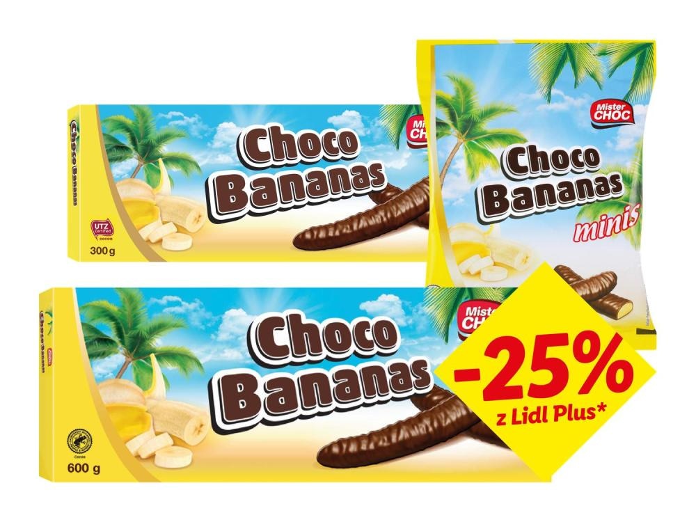 Mister Choc Čokoladne banane 300 g - Akcija v trgovini Lidl