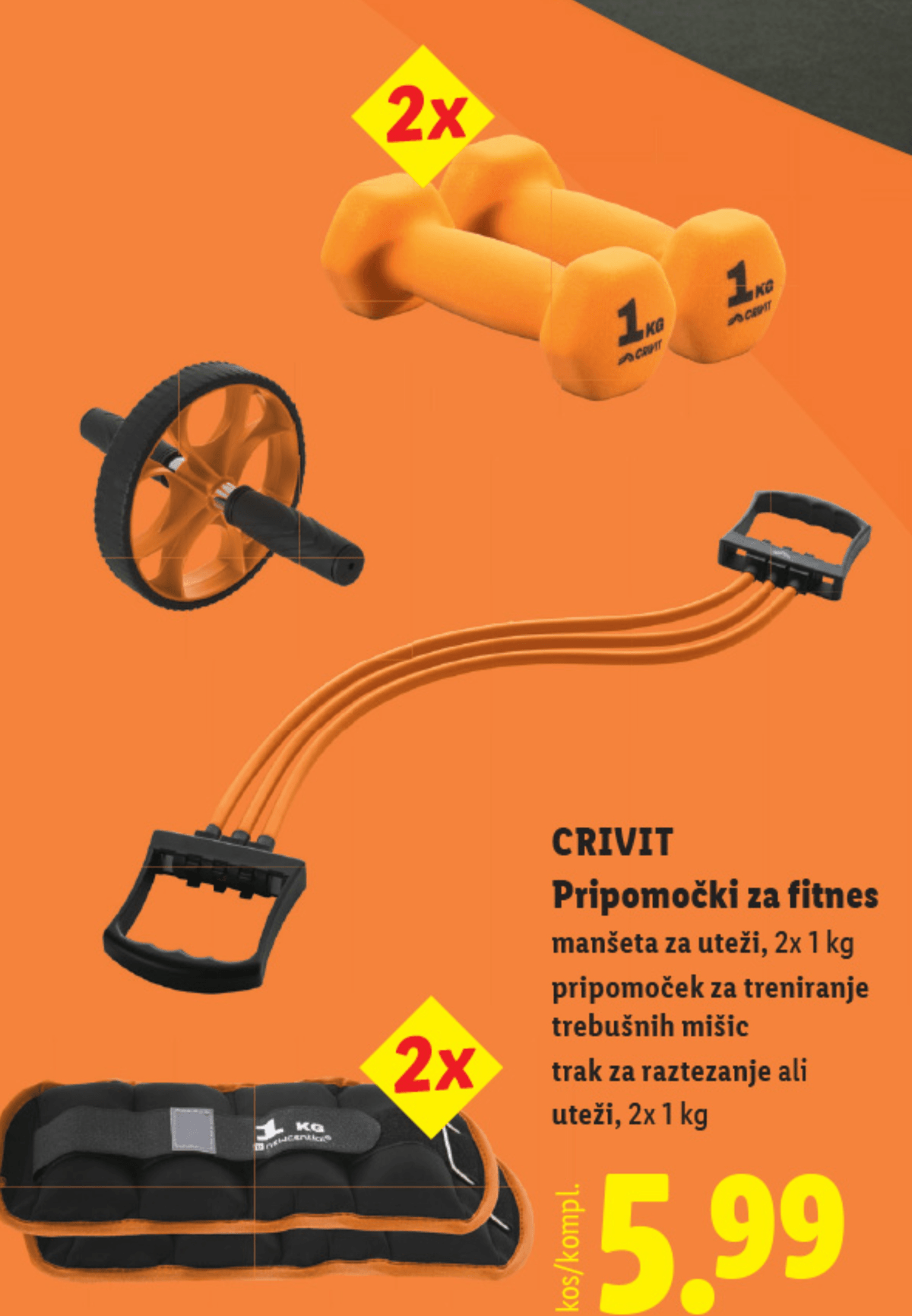 CRIVIT Pripomočki za fitnes (Uteži) 2x 1 kg - Akcija v trgovini Lidl
