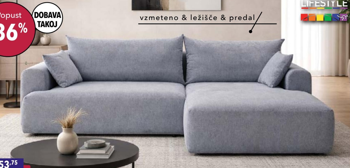 Kotna sedežna garnitura ELLIS - Akcija v trgovini Harvey Norman