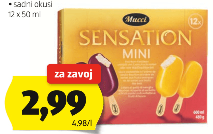 Mucci Mini Sladoled na Palčki 12 x 50 ml - Akcija v trgovini Hofer