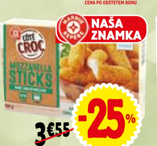 Panirane palčke mozzarelle Côte Croc 250 g - Akcija v trgovini E.Leclerc