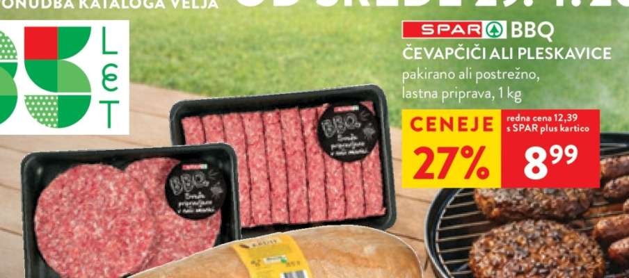 SPAR BBQ Piščančji čevapčiči 400 g - Akcija v trgovini Spar