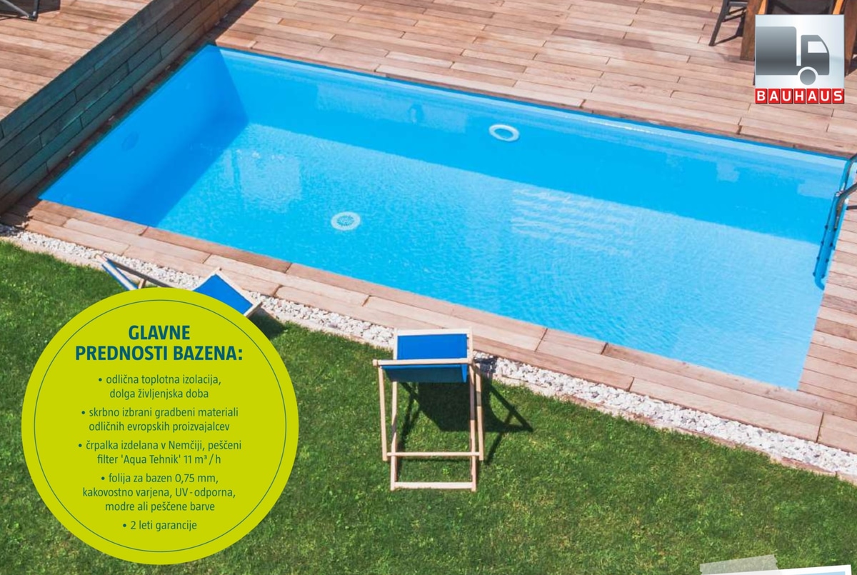 Montažni vgradni bazen 'California' d 750 x š 400 x g 150 cm, prostornina 48.000 l - Akcija v trgovini Bauhaus