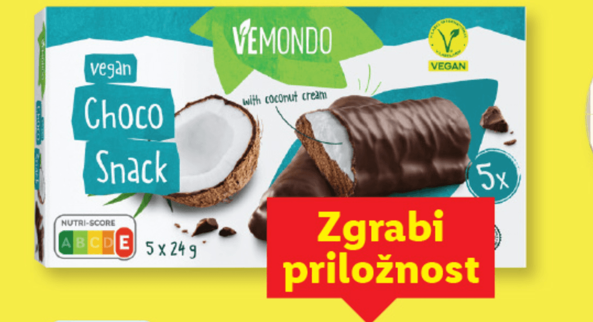 VEMONDO Veganska ploščica s kokosovo kremo 120 g - Akcija v trgovini Lidl