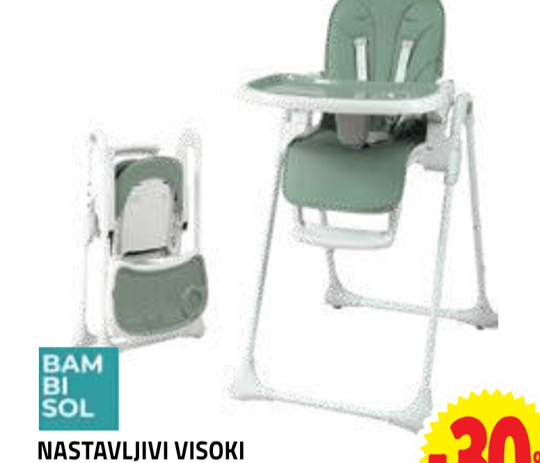 Nastavljivi visoki stol za hranjenje BAM BI SOL - Akcija v trgovini E.Leclerc