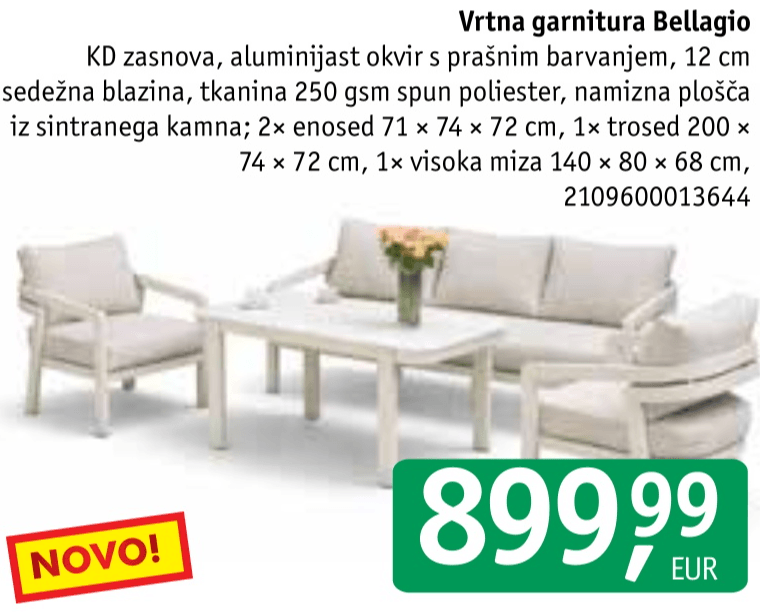 Vrtna garnitura Bellagio - Akcija v trgovini Jager