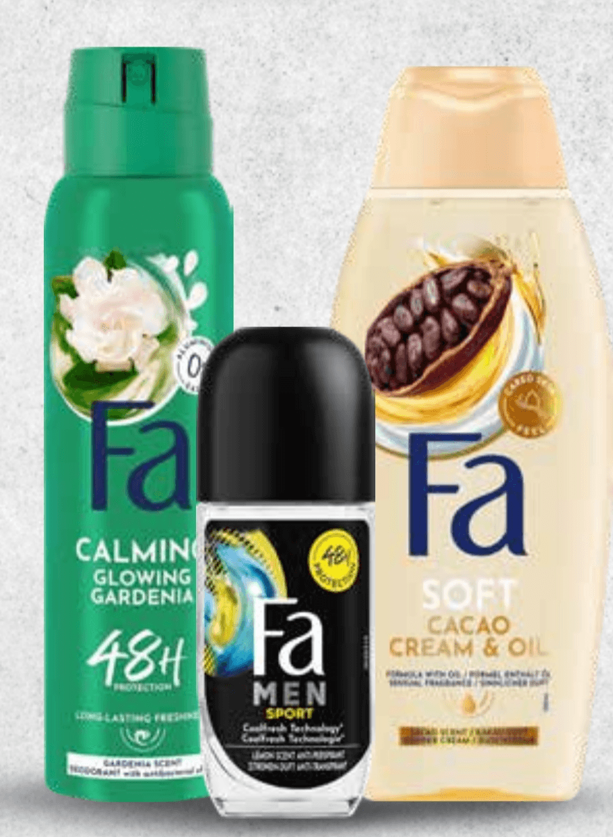 Fa izdelki 50 ali 150 ml (deodorant), 400 ml (gel za prhanje) - Akcija v trgovini Tuš