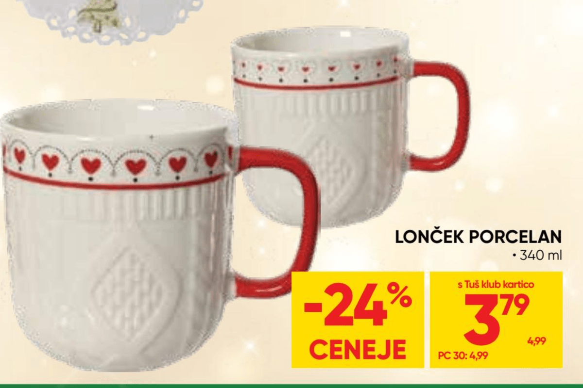 Lonček porcelan 340 ml - Akcija v trgovini Tuš