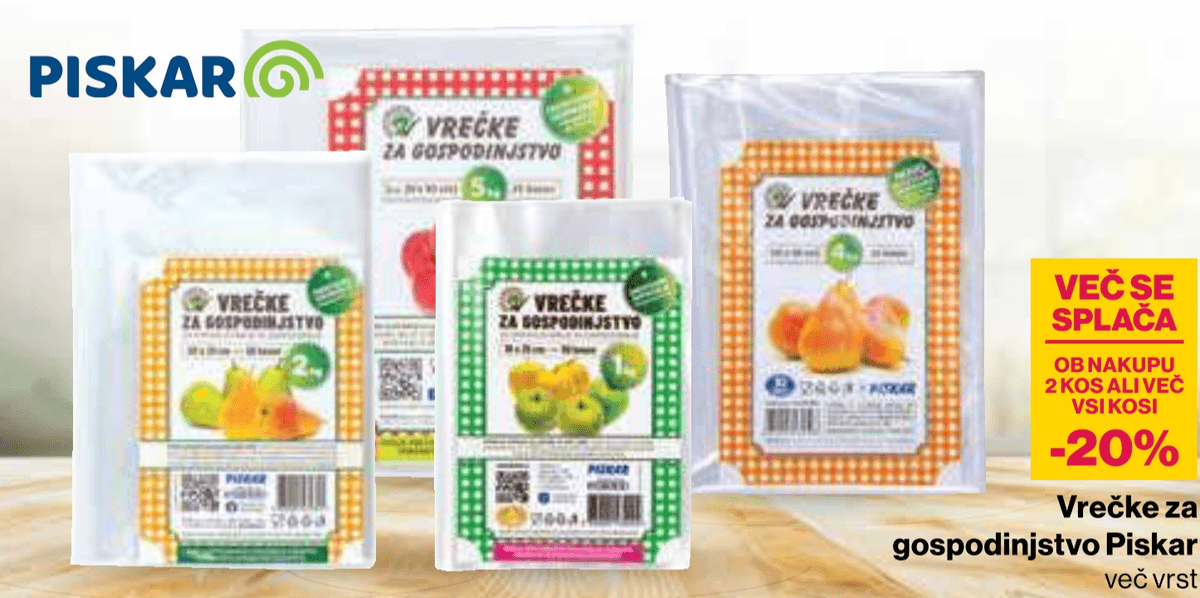 Vrečke za gospodinjstvo Piskar - Akcija v trgovini Mercator